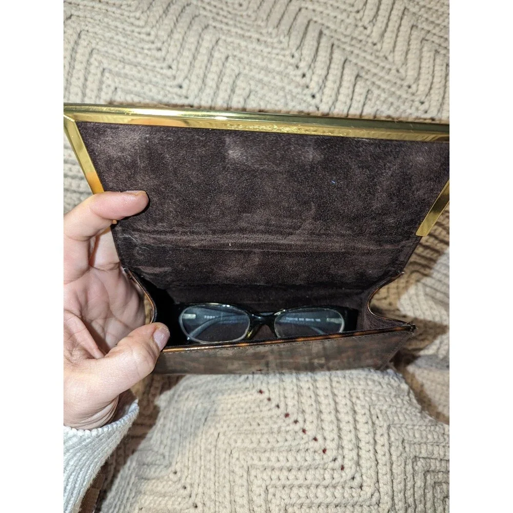 Vintage Tory‎ Burch Y2K Black Leather Eyeglass Frames and Tortoise Case Rx